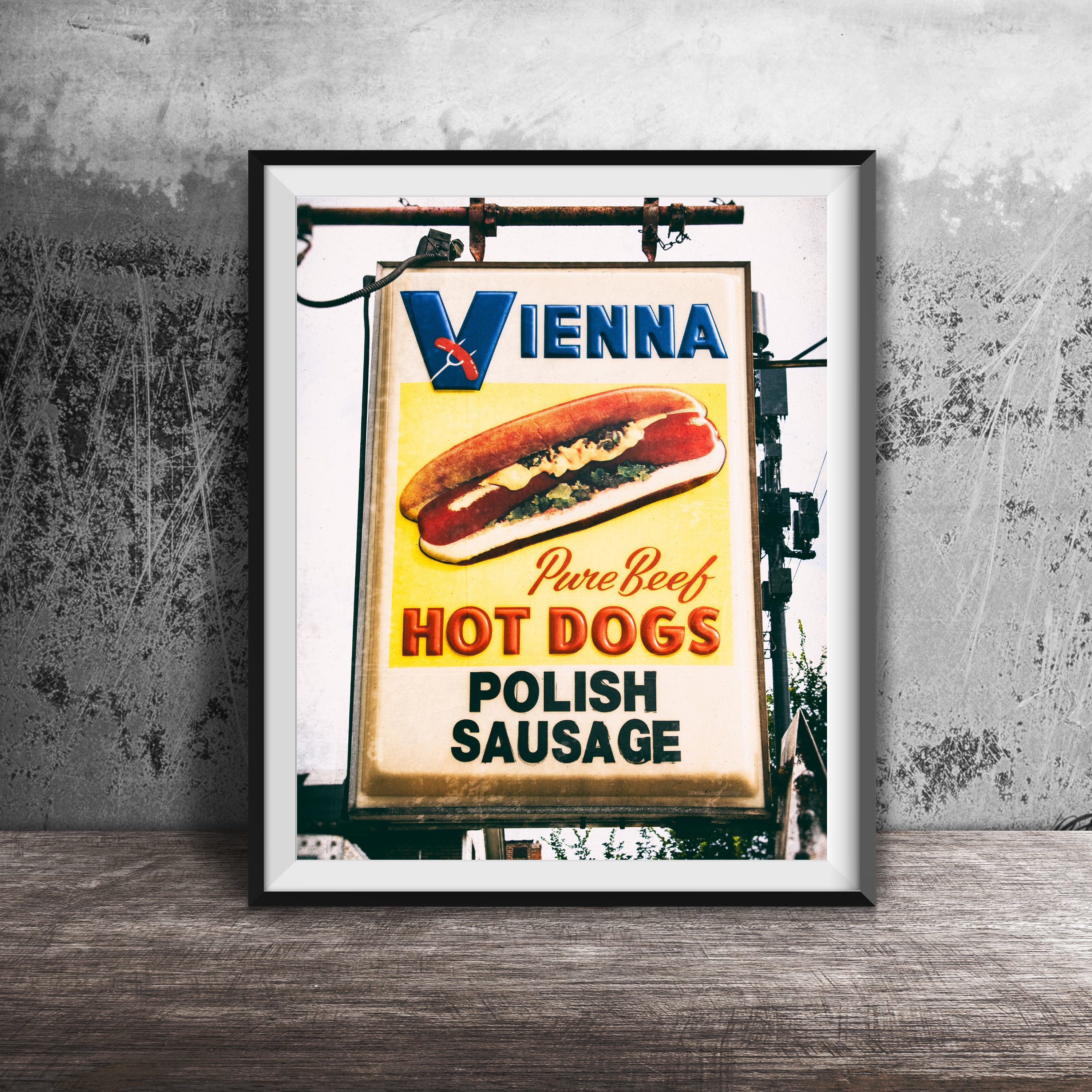 POSTER Vienna Beef Hot Dogs, Polish Sausage Kitchen Art Chicago