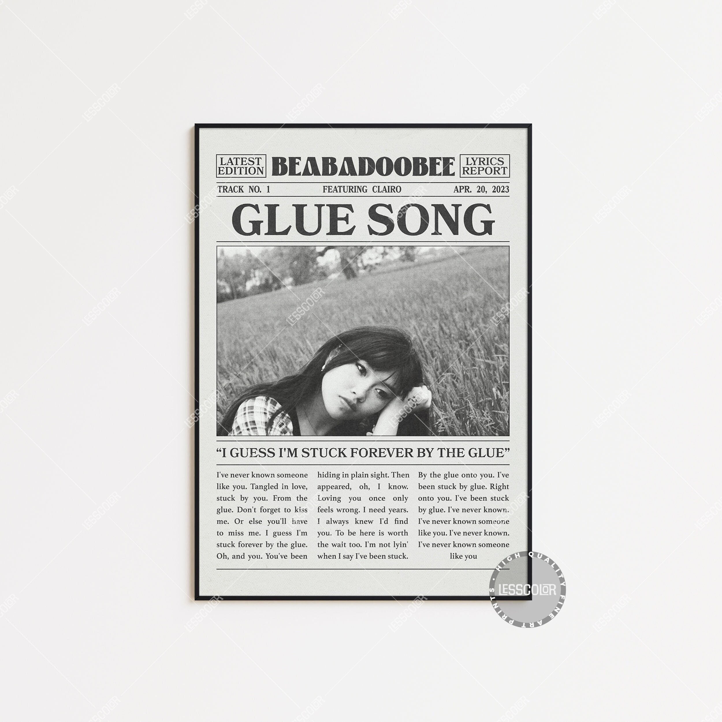 POSTER beabadoobee Newspaper Print, Glue Song Poster, Glue Song Lyrics