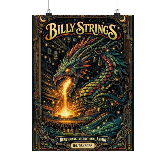 POSTIZ Billy Strings 04 08 2026 Tampa FL Concert Poster Canvas, Unframed Paper Poster 8x12in