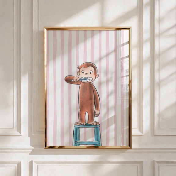 POSTIZ Curious George Poster, Playful Monkey Wall Art, Classic Storybook Print, Whimsical Adventure Poster, Fan Gift Poster, Canvas, Unframed Paper Poster 8x12in