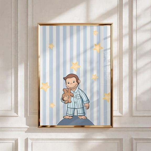 POSTIZ Curious George Poster, Vintage Storybook Wall Art Print, Modern Editorial Room Decor, Canvas Poster, Unframed Paper Poster 8x12in