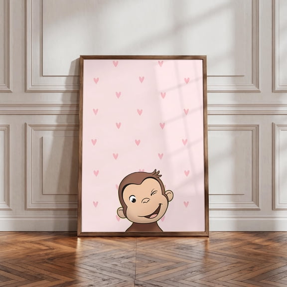 POSTIZ Curious George Poster, Wall Art Print, Little Monkey Yellow Hat, Aesthetic Decor, Modern Editorial Room Art, Poster Canvas, Unframed Canvas 16x24in