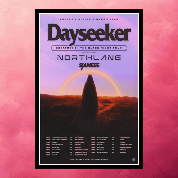 POSTIZ Dayseeker Creature In The Black Night Tour EU UK 2026 Poster Canvas, Unframed Canvas 16x24in