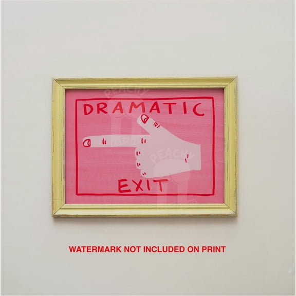 POSTIZ Dramatic Exit Art Print, Humorous Colourful Gallery Wall Art Decor, Unframed Canvas 18x12in