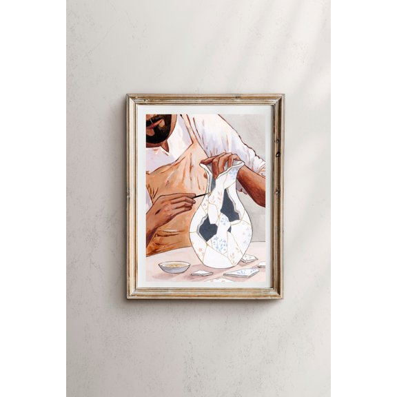 POSTIZ Kintsugi Christ Art Print, The Great Healer, Unframed Paper Poster 8x12in