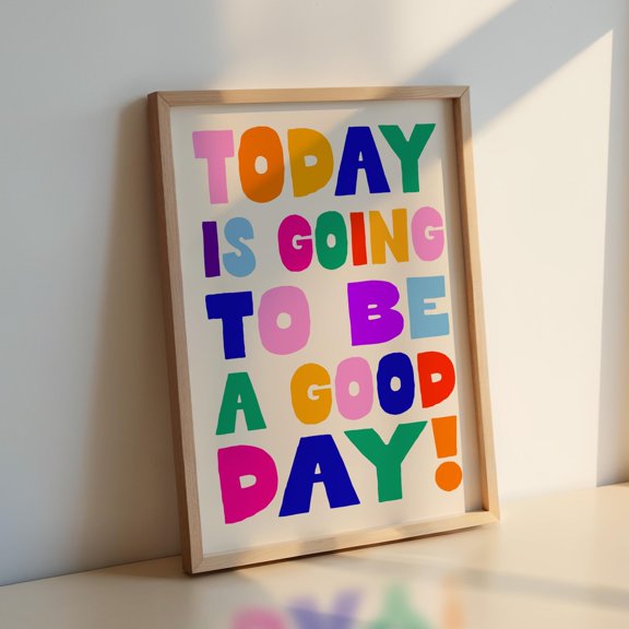 POSTIZ Positive Quote Print Rainbow Typography Room Decor, Unframed Canvas 8x12in