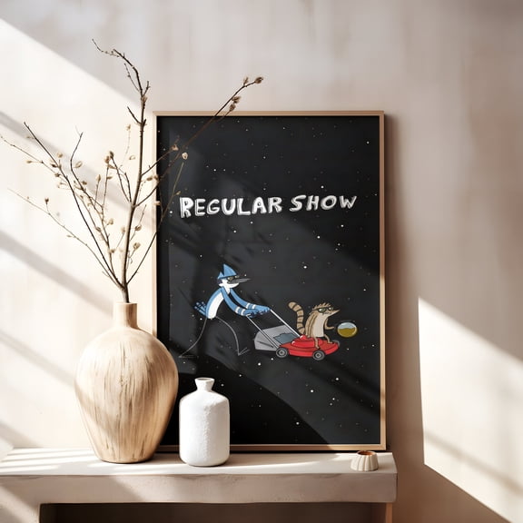 POSTIZ Regular Show Retro Poster: Mordecai, Rigby & Park Crew, Unframed Paper Poster 8x12in