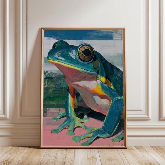 POSTIZ Vibrant Tropical Tree Frog Colorful Wildlife Portrait Wall Decor Art Print Poster Canvas, Unframed Canvas 8x12in