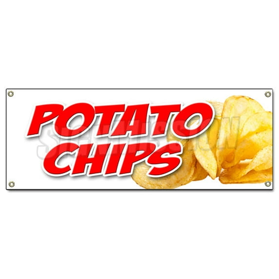 POTATO CHIPS BANNER SIGN kettle bar b que fresh made warm hot crisps