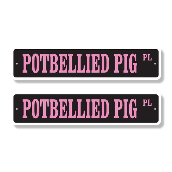 POTBELLIED PIG Classic Street Sign (2 Pack) potbelly pot belly pigs pet Road Sign | 6" X 24" Aluminum Metal Address Sign