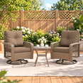 thumbnail image 1 of POTEBAN 3 Pieces Patio Furniture Set, Outdoor Swivel Gliders Rocker, Glass Top Side Table (Brown), 1 of 10