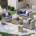 thumbnail image 1 of POTEBAN 5 Pieces Patio Furniture Sets, Modular Rattan Outdoor Patio Sectional Furniture Sofa Set, Wicker Patio Conversation Set for Backyard, Haze Blue, 1 of 9