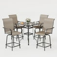 thumbnail image 1 of POTEBAN 5 Pieces Patio Swivel Bar Set, All Weather Outdoor High Top Bar Stool Bistro Set with 4 Bar Chairs and Glass Table for Home, Backyard, Garden, Lawn, Porch, 1 of 7
