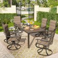 thumbnail image 1 of POTEBAN 7-Piece Outdoor Dining Set with High-Back Padded Swivel Chairs & Iron Rectangle Table for 4-Person, Khaki & Khaki, 1 of 7