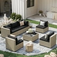 thumbnail image 1 of POTEBAN 7 Piece Outdoor Patio Furniture Set, Grey Rattan Wicker Outdoor Conversation Sectional Sofa Set with Cushions for Backyard, Black, 1 of 9