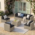 thumbnail image 1 of POTEBAN 7 Piece Outdoor Patio Furniture Set, Grey Rattan Wicker Outdoor Conversation Sectional Sofa Set with Cushions for Backyard, Black, 1 of 9