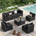 thumbnail image 1 of POTEBAN 7 Pieces Patio Conversation Set, Outdoor Black PE Wicker Sectional Sofa for Backyard Garden, Black, 1 of 9