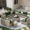 thumbnail image 1 of POTEBAN 9 Pieces Outdoor Patio Furniture Set, Grey Rattan Wicker Conversation Sectional Sofa Set with Cushions for Backyard. Green, 1 of 9