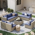 thumbnail image 1 of POTEBAN 9 Pieces Patio Furniture Sets, Modular Rattan Outdoor Patio Sectional Furniture Sofa Set, Wicker Patio Conversation Set for Backyard, Haze Blue, 1 of 9