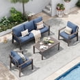 thumbnail image 1 of POTEBAN Aluminum Patio Furniture Set, Modern Metal Outdoor Sectional Sofa, Patio Conversation Sets with Side Table for Poolside, courtyard,Blue, 1 of 7