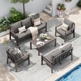 thumbnail image 1 of POTEBAN Aluminum Patio Furniture Set, Modern Metal Outdoor Sectional Sofa, Patio Conversation Sets with Side Table for Poolside, courtyard,Grey, 1 of 7