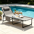 thumbnail image 1 of POTEBAN Outdoor Lounge Chair, Heavy Duty Reclining Chaise for Poolside, Patio, Light Gray, 1 of 5