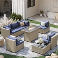 thumbnail image 1 of POTEBAN Outdoor Patio Furniture Set with Fire Pit Table, 8 Piece Outdoor Sectional Sofas, All-Weather Wicker Patio Conversation Set for Garden, Haze Blue, 1 of 9