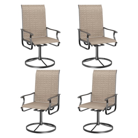 POTEBAN Textilene High Back Outdoor Dining Chair - Set of 4, Khaki