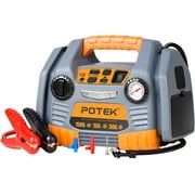 POTEK Portable Power Source:1500 Peak/ 750 Instant Amps Jump Starter, 300W Inverter,150 PSI Air Compressor
