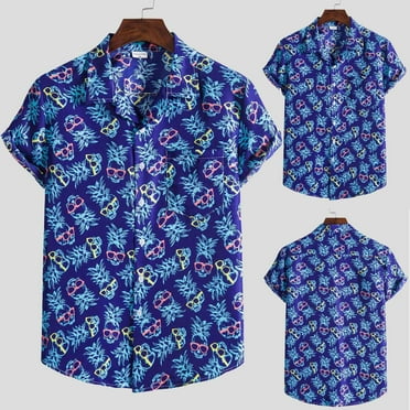 POTETI Beach Shirts for Men Hawaiian Tropical Casual Short Sleeve Button Down Shirt Tops