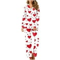 thumbnail image 1 of POTETI Button Down Pajamas for Women Valentine's Day Long Sleeve Notch Collar Heart Pajama Set Lounge Sleepwear Outfits, 1 of 1