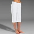 thumbnail image 1 of POTETI Capris for Women with Pockets Cotton Linen High Waisted Loose Casual Knee Length Pull on Shorts for Women Plus Size, 1 of 8
