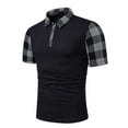 thumbnail image 1 of POTETI Casual Polo Shirts for Men Big And Tall Short Sleeve Collared Shirts Plaid Quarter Zip Tops, 1 of 2
