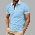 thumbnail image 1 of POTETI Casual Polo Shirts for Men Collared Short Sleeve Shirts Pockets Loose Quarter Zip Solid Tops, 1 of 1