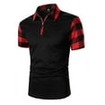 thumbnail image 1 of POTETI Casual Polo Shirts for Men Collared Short Sleeve Shirts Quarter Zip Plaid Solid Tops, 1 of 2