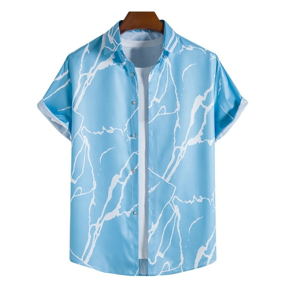 POTETI Mens Shirts Hawaiian Beach Casual Short Sleeve Tropical Button up Shirts Tops