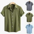 thumbnail image 1 of POTETI Mens Shirts Hawaiian Beach Short Sleeve Casual Tropical Button Down Shirt Tops, 1 of 8