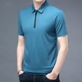 thumbnail image 1 of POTETI Collared Mens Polo Shirt Short Sleeve Casual Shirts Summer Quarter Zip Loose Solid Tops, 1 of 4