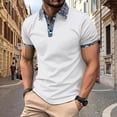 thumbnail image 1 of POTETI Collared Mens Polo Shirts Casual Short Sleeve Shirts Waffle Loose Solid Patchwork Tops, 1 of 3