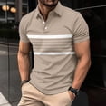 thumbnail image 1 of POTETI Collared Mens Polo Shirts Short Sleeve Casual Shirts Striped Loose Summer Tops, 1 of 7