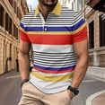 thumbnail image 1 of POTETI Collared Polo Shirts for Men Big And Tall Casual Short Sleeve Shirts Striped Loose Tops, 1 of 3