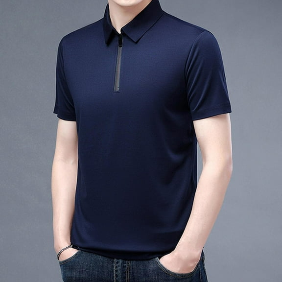 POTETI Collared Polo Shirts for Men Big And Tall Short Sleeve Casual Shirts Quarter Zip Summer Tops