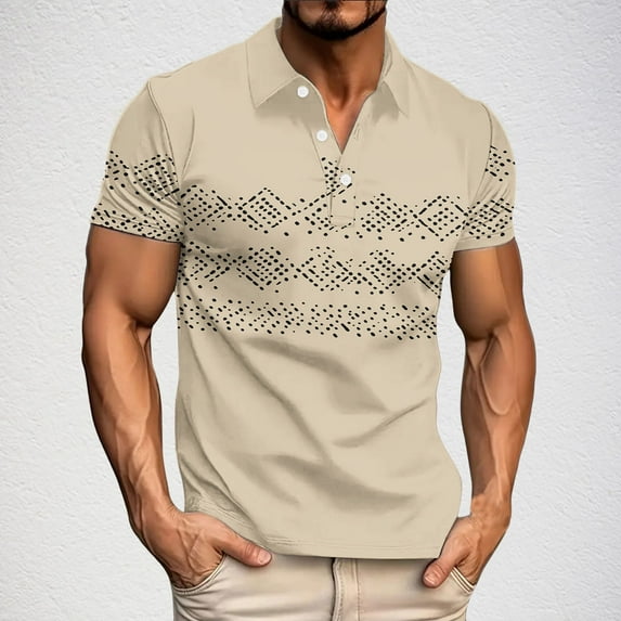 POTETI Collared Polo Shirts for Men Short Sleeve Casual Shirts Solid Tropical Loose Tops