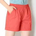 thumbnail image 1 of POTETI Cotton Women's Cargo Shorts High Waisted Womens Shorts Plus Size Watermelon Red Running Solid Elastic Flat Front with Pockets Shorts, 1 of 4