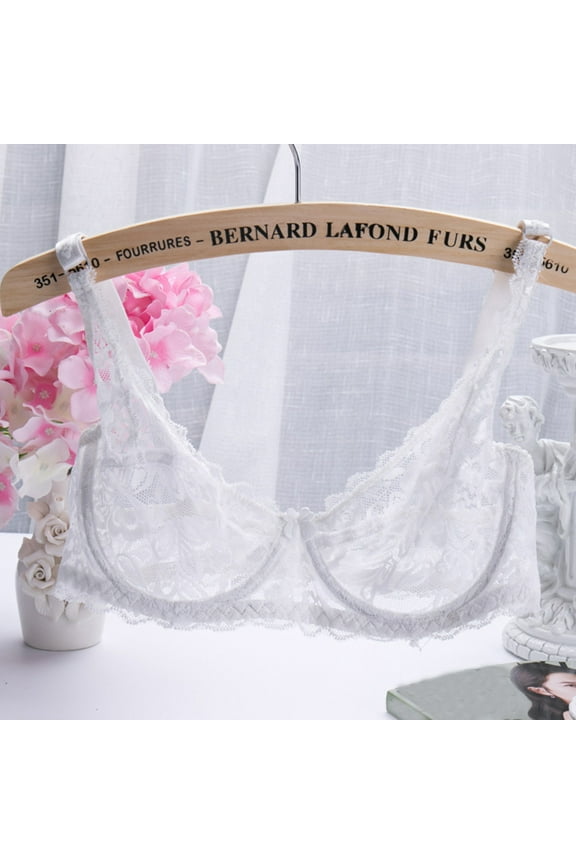 Daily Women's Bra White Cotton Full Cup Underwire T shirt Sleeping Cozy Lace Unpadded Bras,38