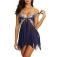 thumbnail image 1 of POTETI Dark Blue Intamite Apparel for Woman See Through Mesh Nightwear Lace Flowy Nightdress, 1 of 7