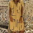 thumbnail image 1 of POTETI Dresses for Women 2024 Yellow Vintage Dress for Women Casual Loose Stripe Patchwork V-Neck Short Sleeves Dress Mini Sundresses for Women, 1 of 6