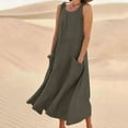 thumbnail image 1 of POTETI Dresses for Women Sleeveless Summer Midi Sundresses Cotton Linen Tank Long Dresses, 1 of 5