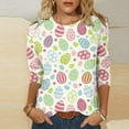 thumbnail image 1 of POTETI Easter Clothes,Womens Bunny Rabbit Summer 3/4 Sleeve Crew Neck Womens Shirts, 1 of 3