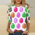 thumbnail image 1 of POTETI Easter Shirts for Women,Womens Bunny Rabbit Summer 3/4 Sleeve Crew Neck Shirts for Women, 1 of 4